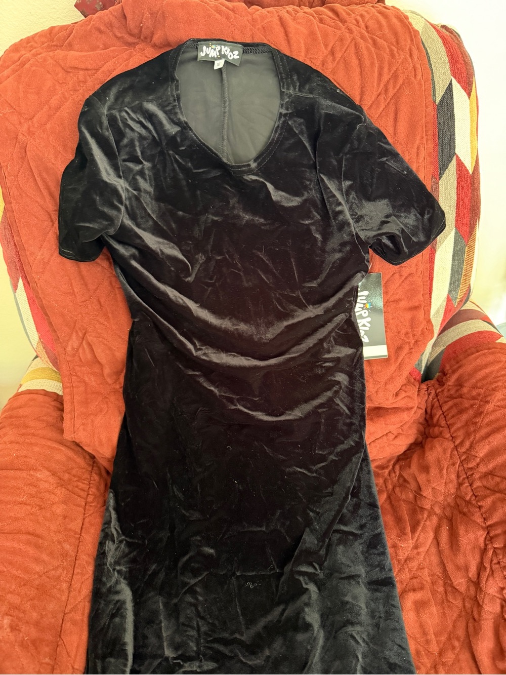 Jump kidz Clothing Black Velvet Short Sleeve Dress